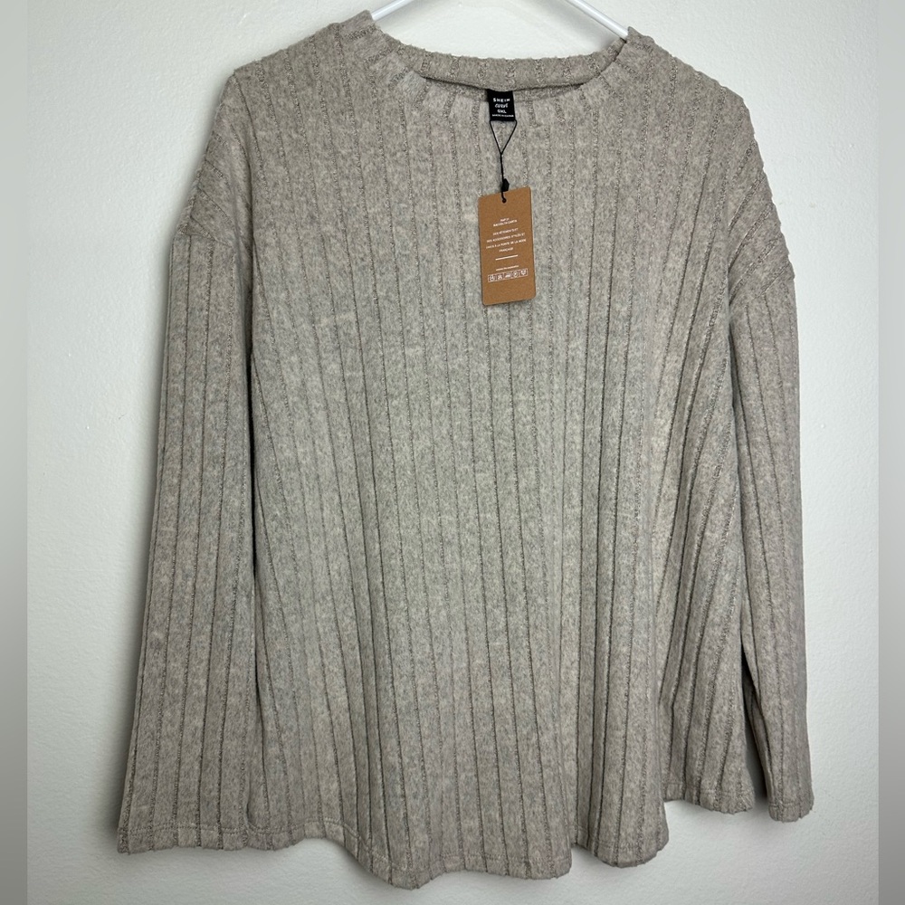 NWT Shein Curve x Frenchy Long Sleeve Cream Women’s Blouse Sz 0XL